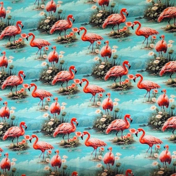 Jersey Baumwolle Red Flamingo von Stenzo | Meterware